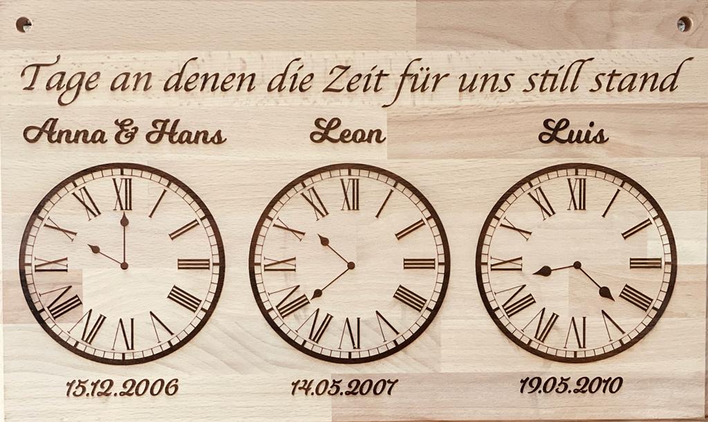 Deko Tafel Uhren Tage Zeiten